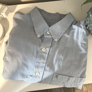Izod Blue Casual Button Down Shirt Lightweight Cotton